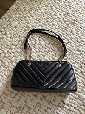 DKNY Black Quilted Shoulder Bag with Gold Chain Details